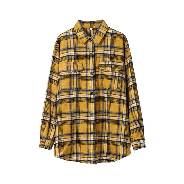 Toppies 2020 Vintage Plaid Shirts Women oversized shirts Female Blouse Tops plus size clothing Long Sleeve Button