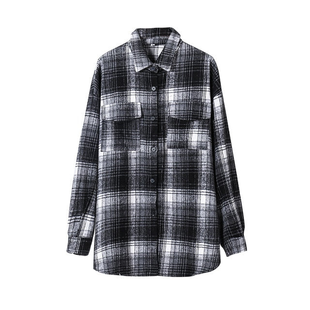 Toppies 2020 Vintage Plaid Shirts Women oversized shirts Female Blouse Tops plus size clothing Long Sleeve Button
