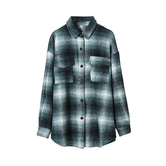 Toppies 2020 Vintage Plaid Shirts Women oversized shirts Female Blouse Tops plus size clothing Long Sleeve Button